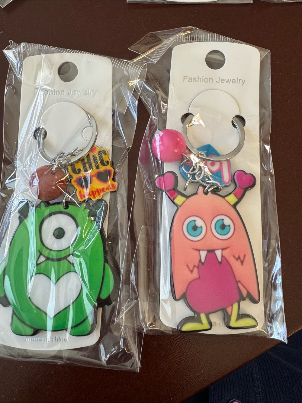 Cute Monster Keychain - Green & Pink Set